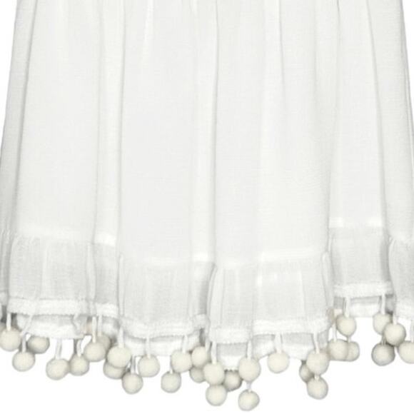 Ramy Brook Stevie Smocked Mini Skirt Pom Pull On Summer Skirt White XS NWOT - Picture 5 of 11